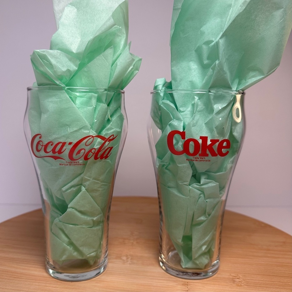 Vintage Coca-Cola Glasses Set of 2  Coke Logo One with Fading